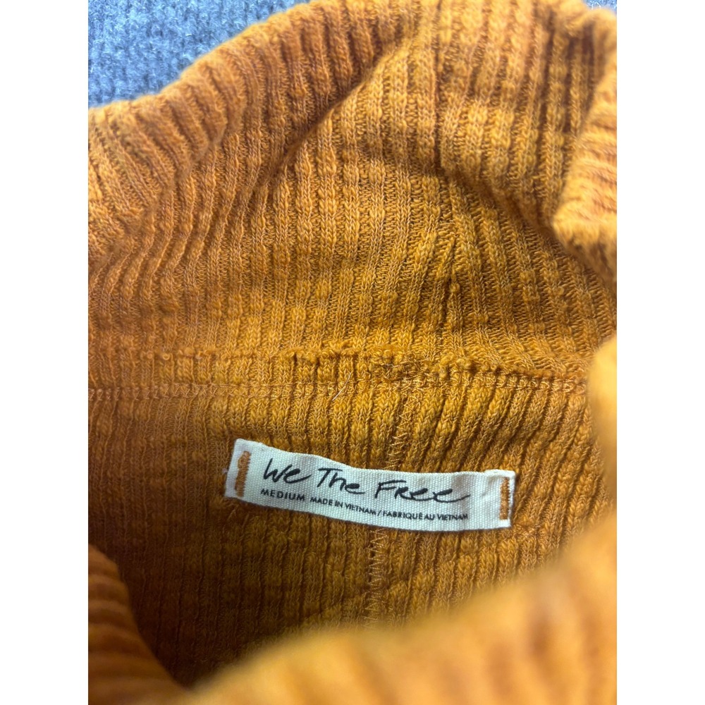 Free People We The Free Top Womens Medium Yellow Thermal Mock Neck OB1265755 - Picture 2 of 7